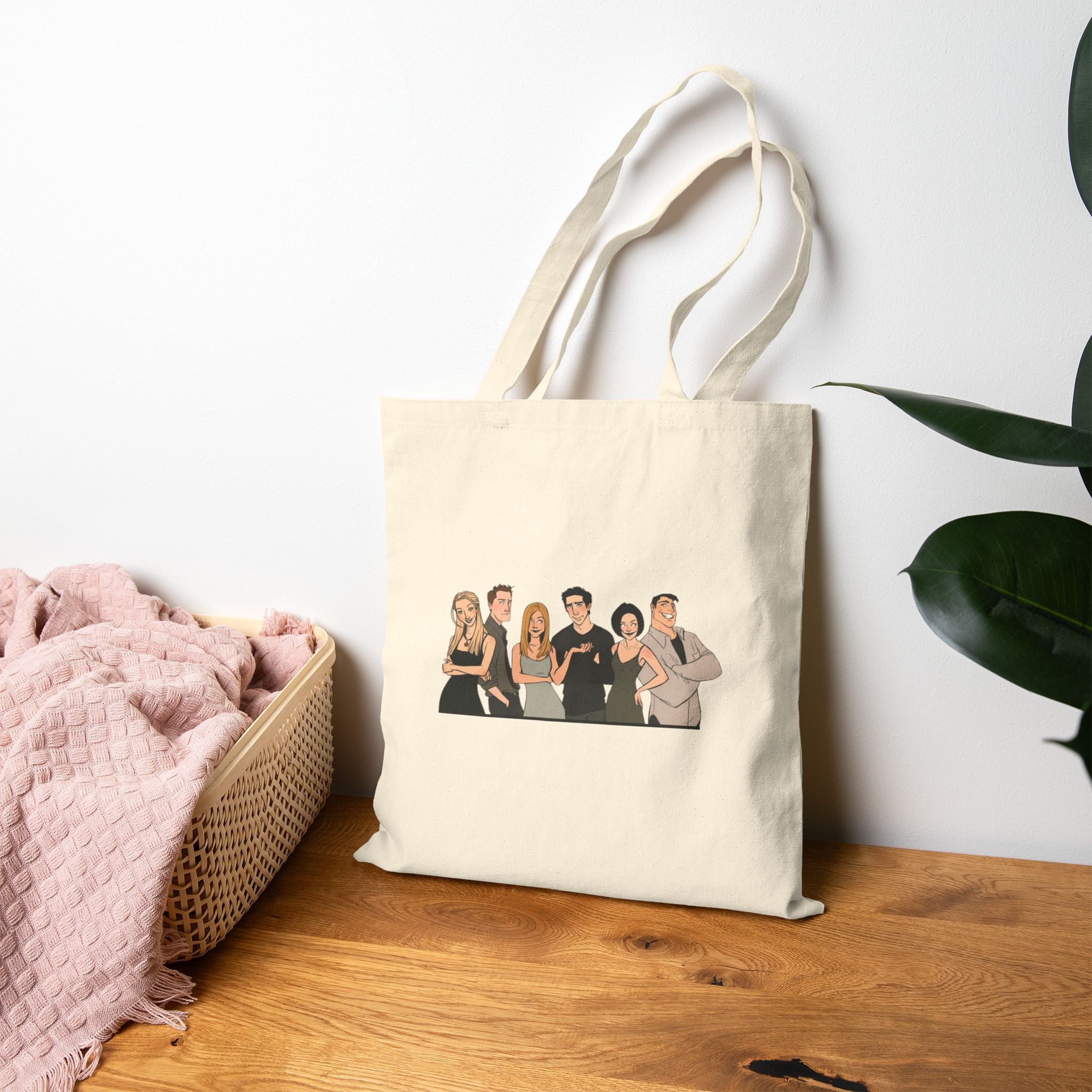 Friends TV Show Canvas Tote Bag — Cast Illustration Cotton Tote