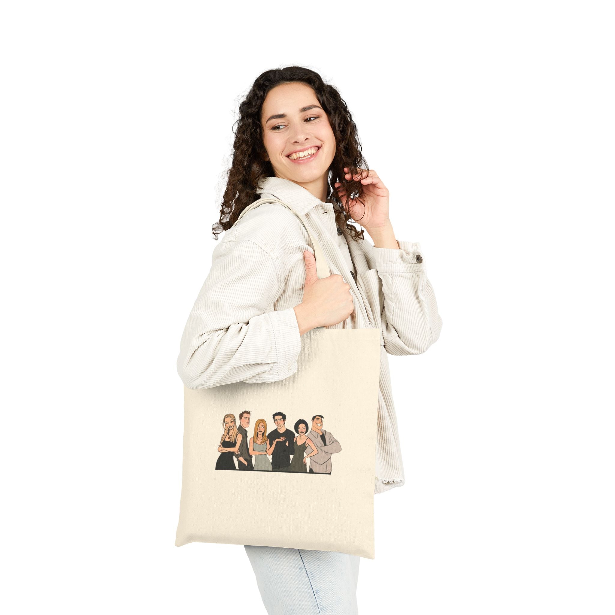 Friends TV Show Canvas Tote Bag — Cast Illustration Cotton Tote