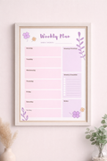 Purple and White Floral Weekly Planner