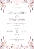 Pink, White & Brown Elegant Wedding Invitation Card – Editable Template