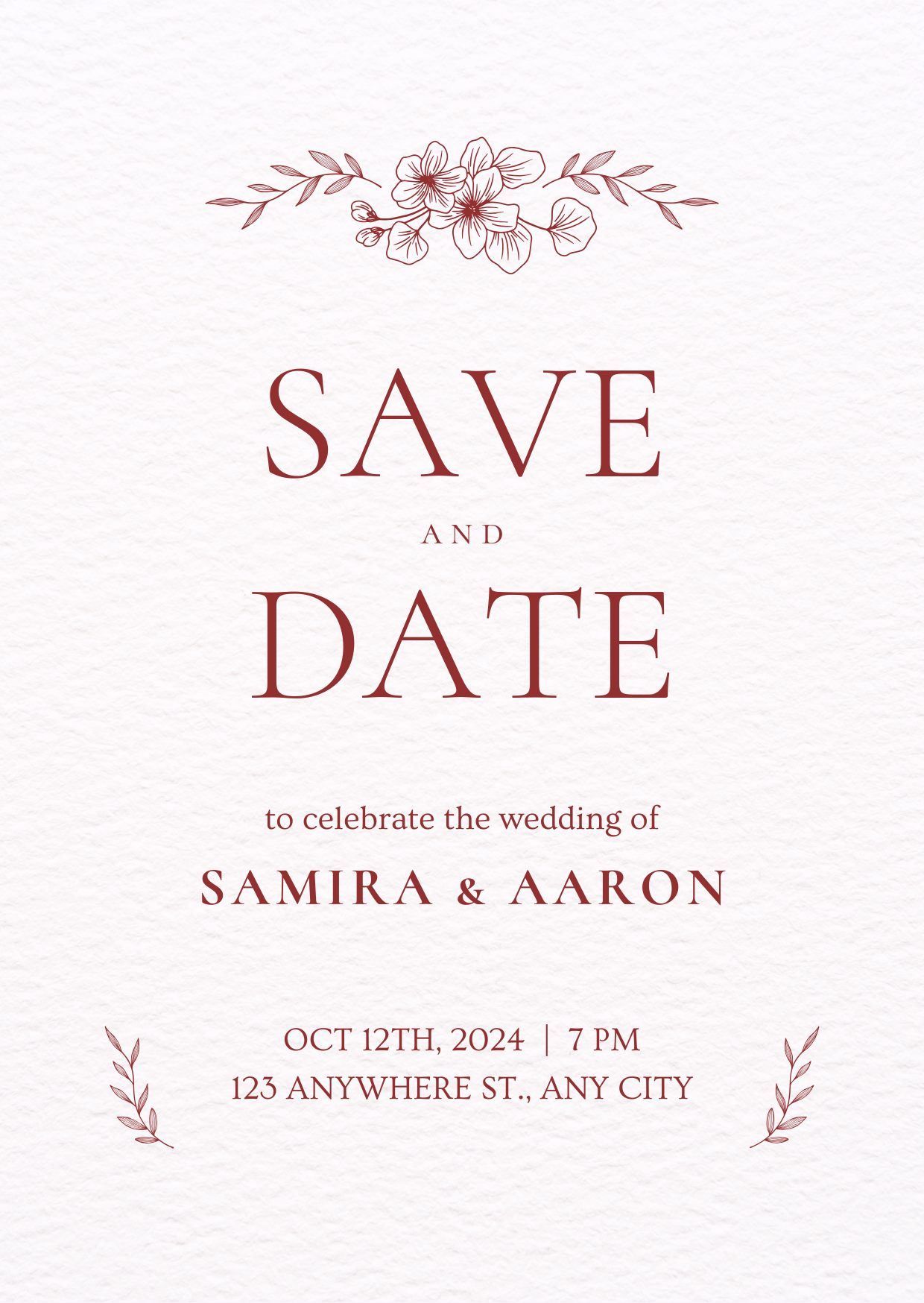 Red Minimalist Wedding Invitation